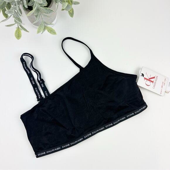 Calvin Klein CK One Glisten Sparkle Unlined Bralette Black Size X-Small - Picture 1 of 4